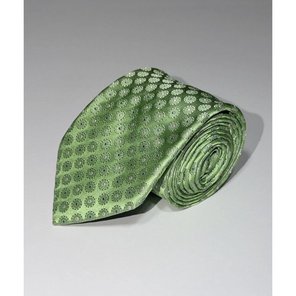 GEOFFREY BEENE Men's Tie Silk 59.5X 3” Mens Necktie Designer Geometric Green
